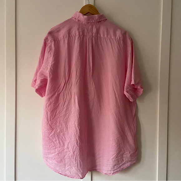 Ralph Lauren Linen Shirt Pink 2XL Short Sleeve Pony - Picture 8 of 8